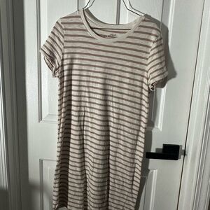 Universal Thread Striped Mini Dress in Cream and pinkish/Tan